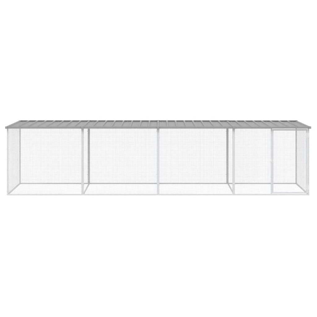VidaXL Poulailler avec Toit 403x98x90 cm Acier Galvanisé Gris Clair