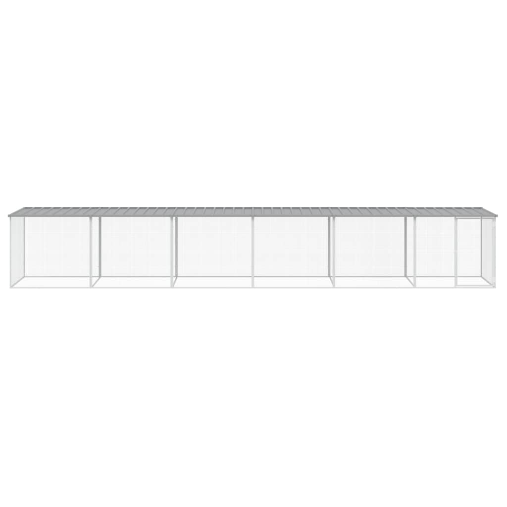 VidaXL Poulailler avec Toit 603x98x90 cm Acier Galvanisé Gris Clair