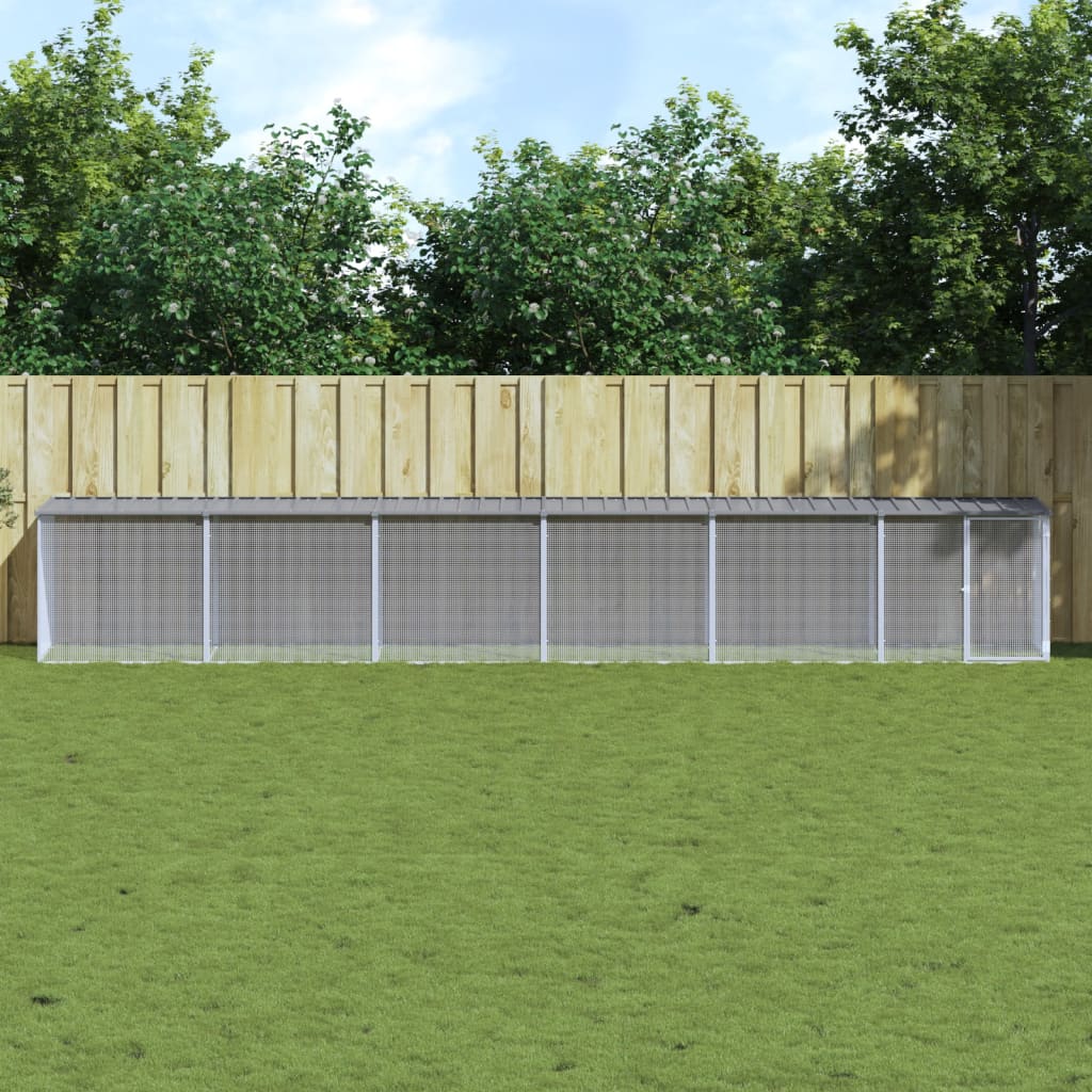 VidaXL Poulailler avec Toit 603x98x90 cm Acier Galvanisé Gris Clair