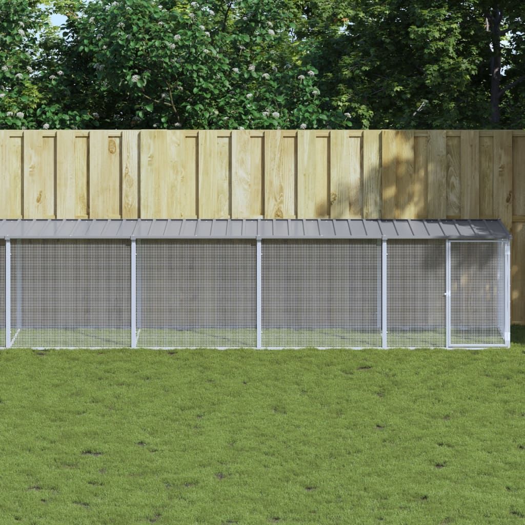 VidaXL Poulailler avec Toit 1003x98x90 cm Acier Galvanisé Gris Clair