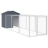 Vidaxl dog loft with roof 117x405x123 cm galvanized steel anthracite