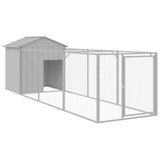 Vidaxl dog loft with roof 117x405x123 cm steel light gray