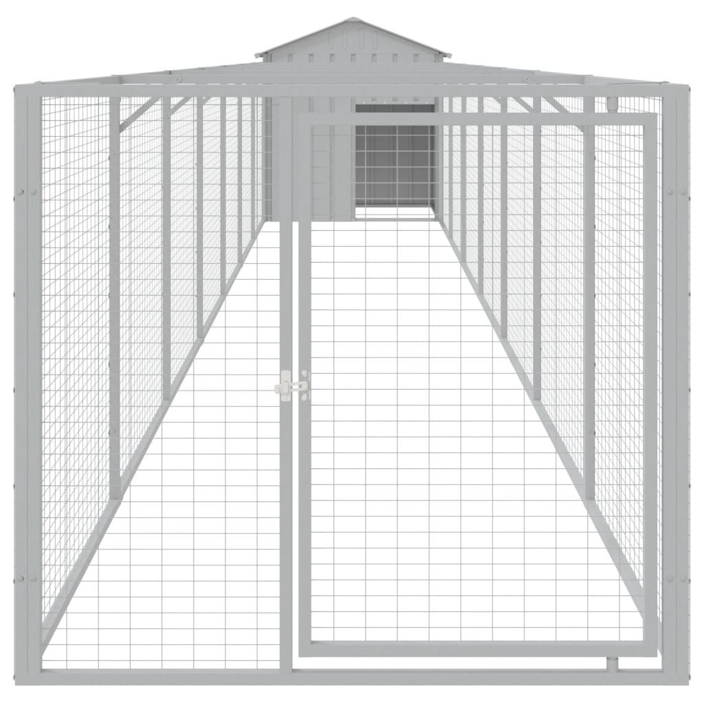 Vidaxl Hundedach mit Dach 117x813x123 cm Stahl hellgrau