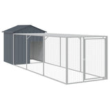VidaXL Poulailler avec enclos 117x405x123 cm Acier Galvanisé Anthracite