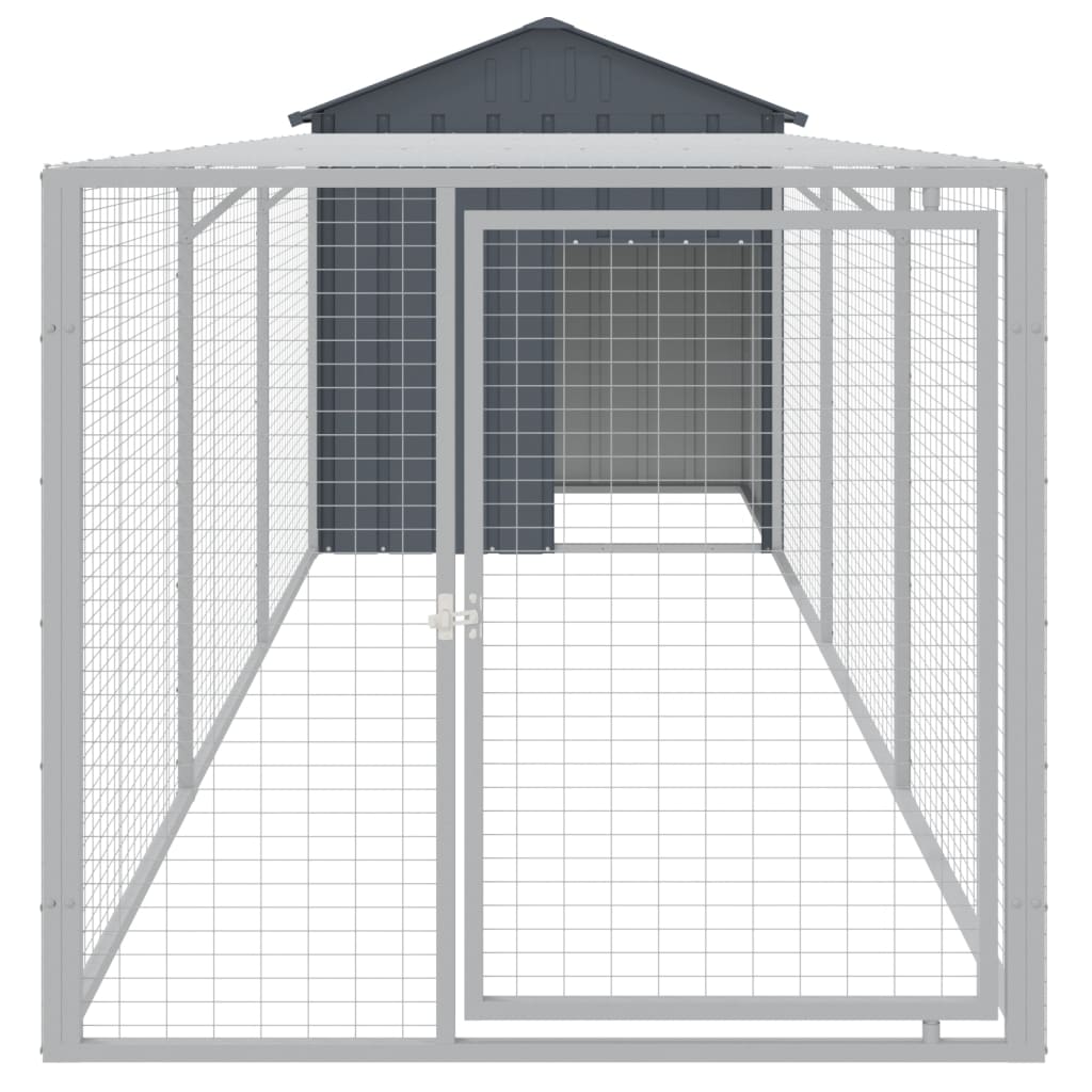 VidaXL Poulailler avec enclos 117x405x123 cm Acier Galvanisé Anthracite