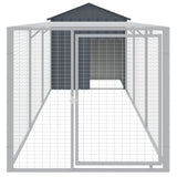 VidaXL Poulailler avec enclos 117x405x123 cm Acier Galvanisé Anthracite