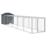 VidaXL Poulailler avec enclos 117x609x123 cm Acier Galvanisé Anthracite