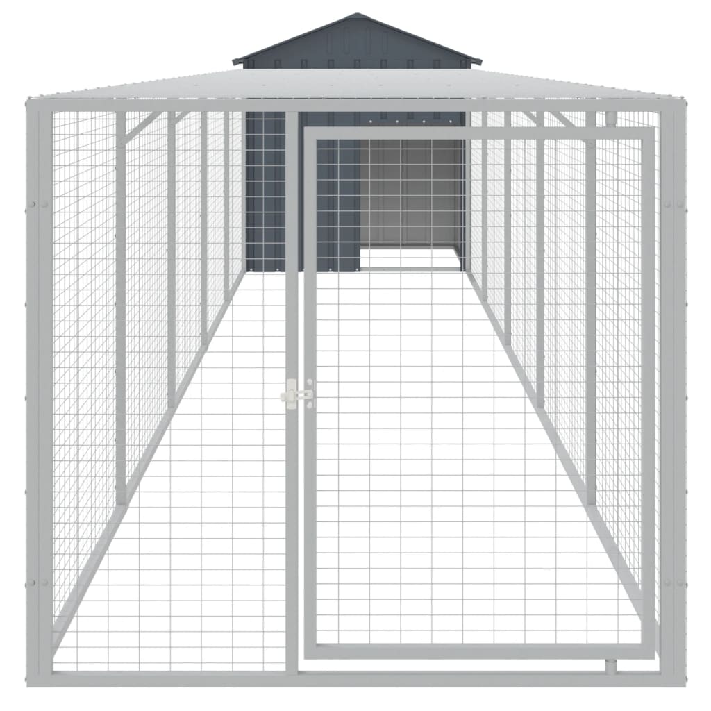 VidaXL Poulailler avec enclos 117x609x123 cm Acier Galvanisé Anthracite