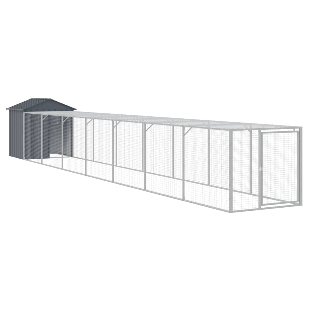 VidaXL Poulailler avec enclos 117x813x123 cm Acier Galvanisé Anthracite