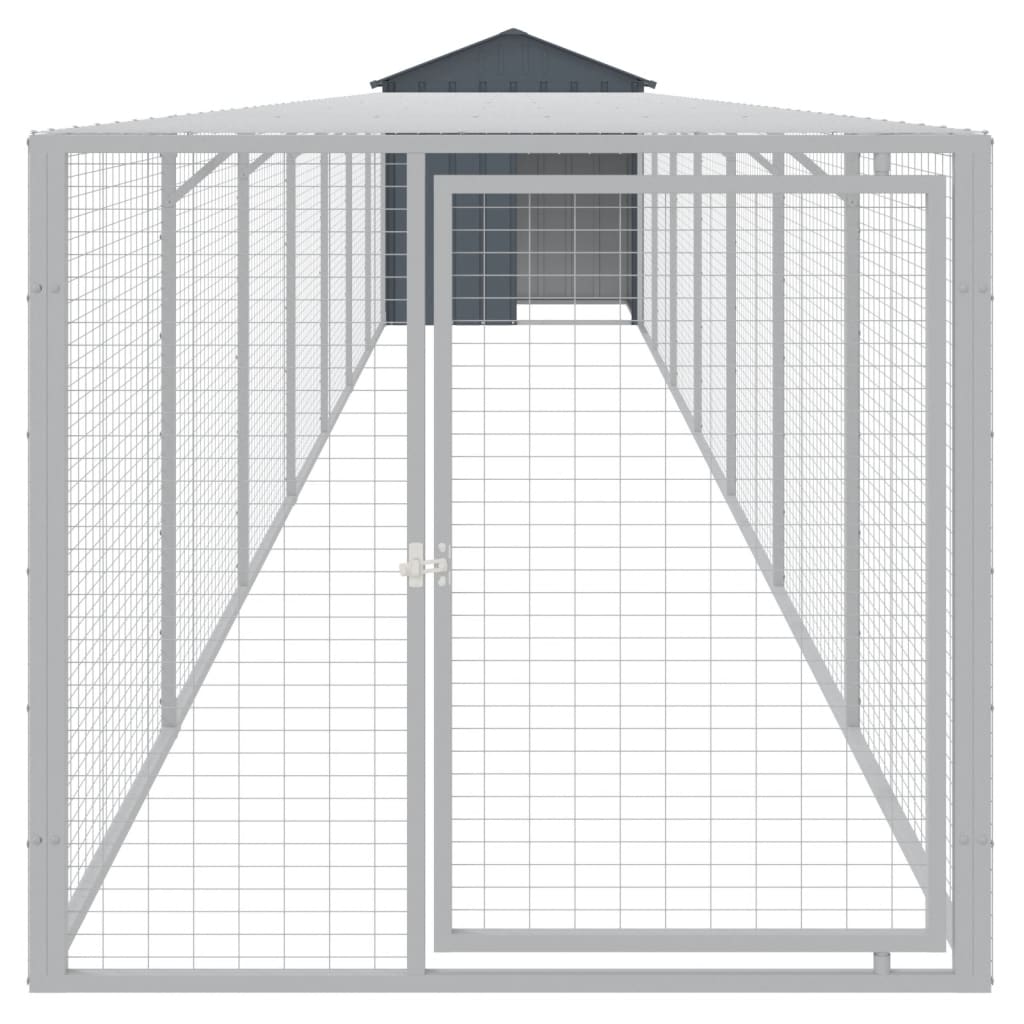 VidaXL Poulailler avec enclos 117x813x123 cm Acier Galvanisé Anthracite