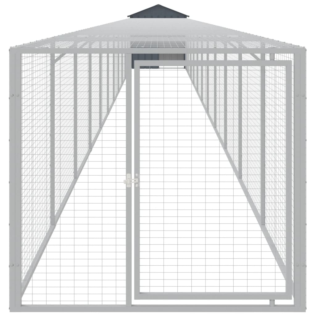 VidaXL Poulailler avec enclos 117x1221x123 cm Acier Anthracite