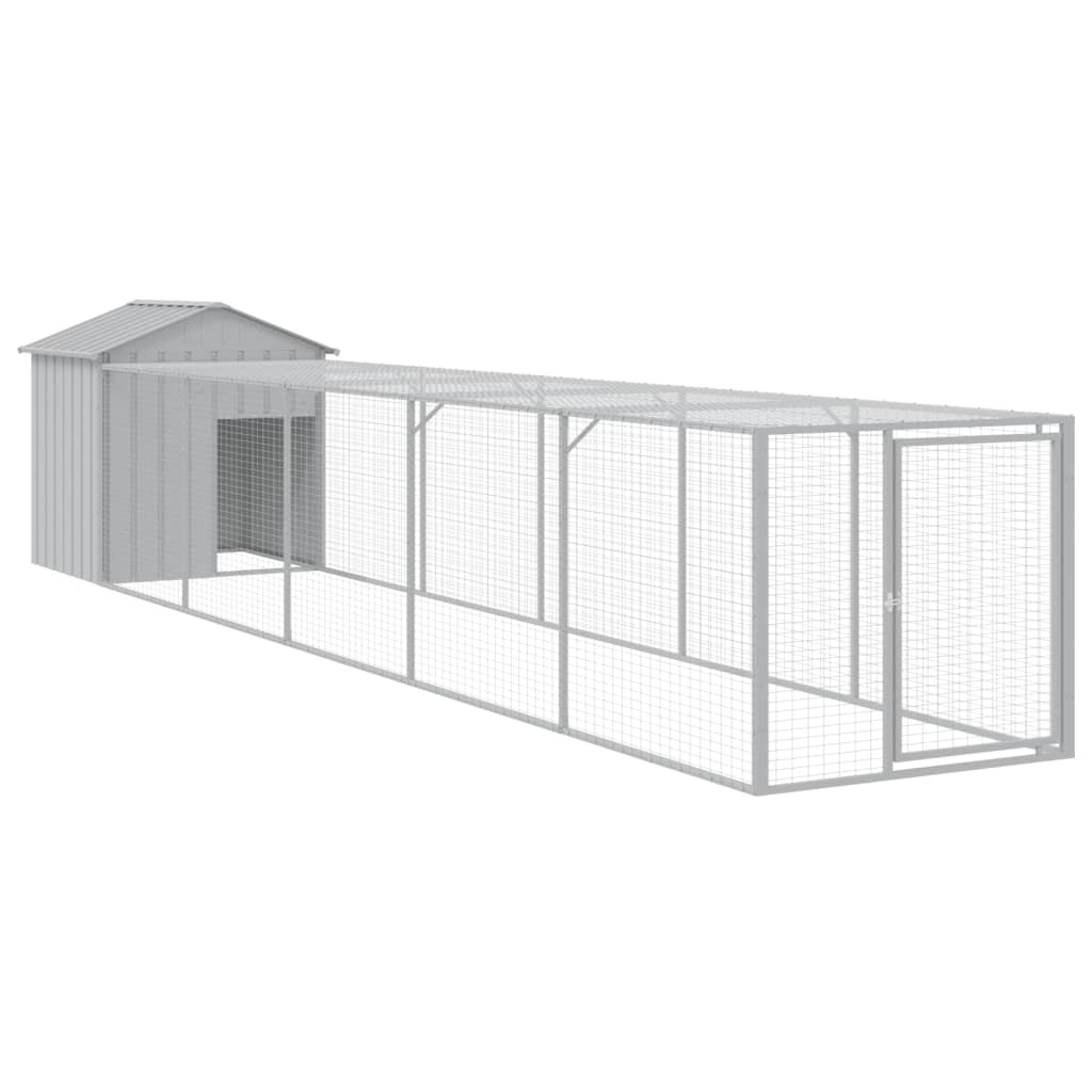 VidaXL Poulailler avec enclos 117x609x123 cm acier gris clair