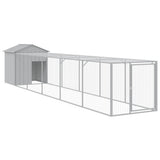VidaXL Poulailler avec enclos 117x609x123 cm acier gris clair