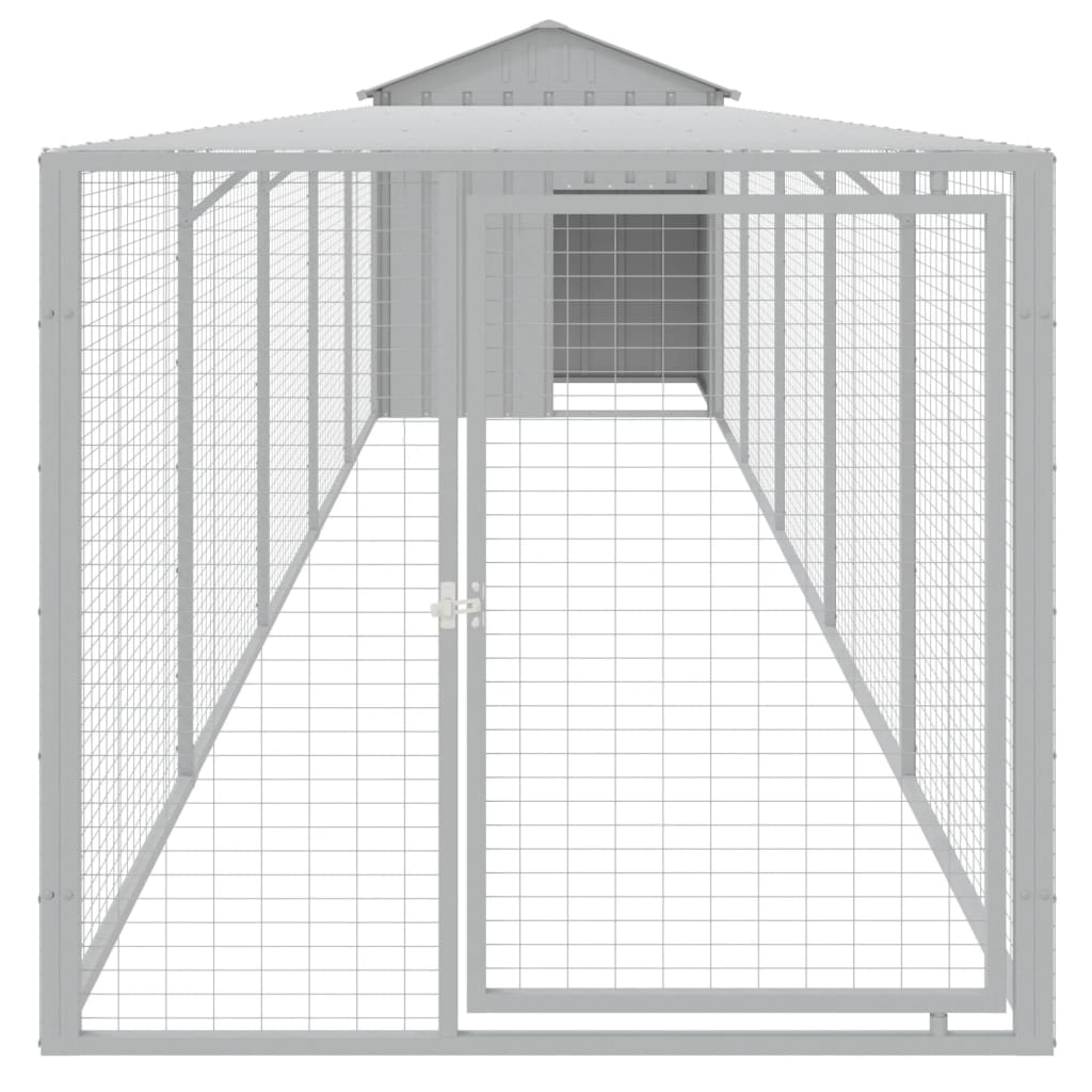 VidaXL Poulailler avec enclos 117x609x123 cm acier gris clair