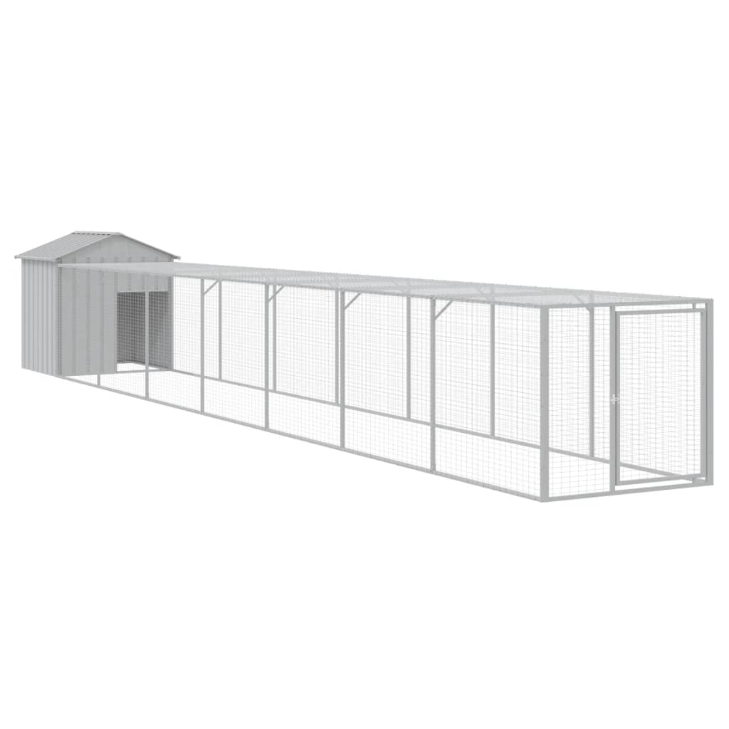 VidaXL Poulailler avec enclos 117x813x123 cm acier gris clair