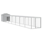 VidaXL Poulailler avec enclos 117x813x123 cm acier gris clair