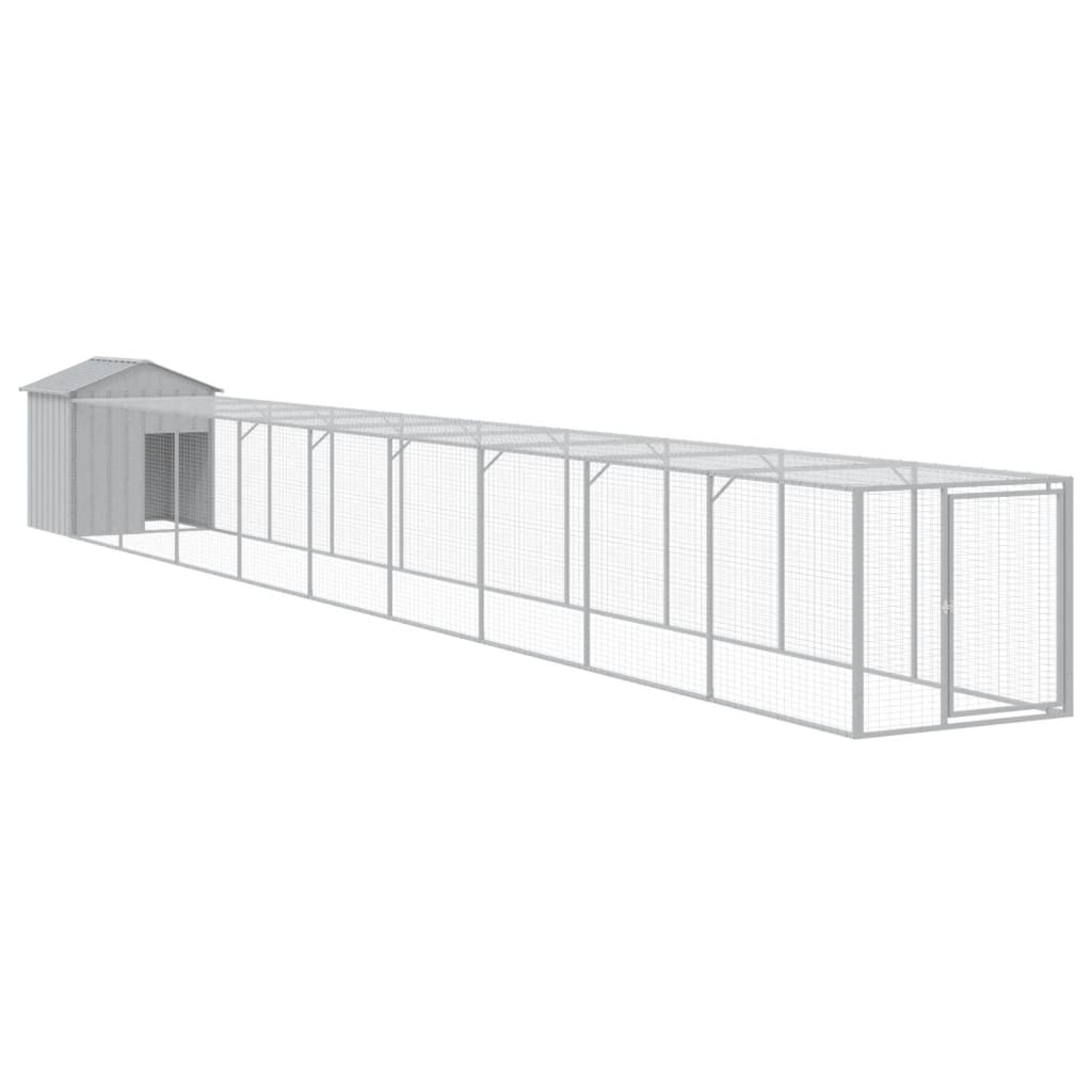 VidaXL Poulailler avec enclos 117x1017x123 cm Acier Gris Clair