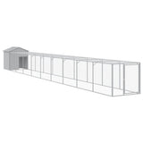 VidaXL Poulailler avec enclos 117x1017x123 cm Acier Gris Clair