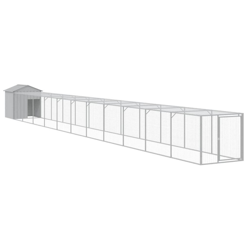 VidaXL Poulailler avec enclos 117x1221x123 cm Acier Gris Clair