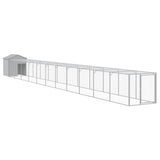 VidaXL Poulailler avec enclos 117x1221x123 cm Acier Gris Clair