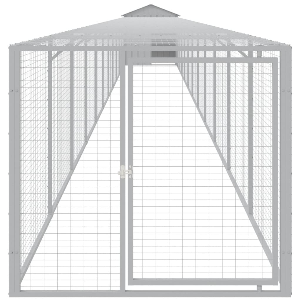 VidaXL Poulailler avec enclos 117x1221x123 cm Acier Gris Clair