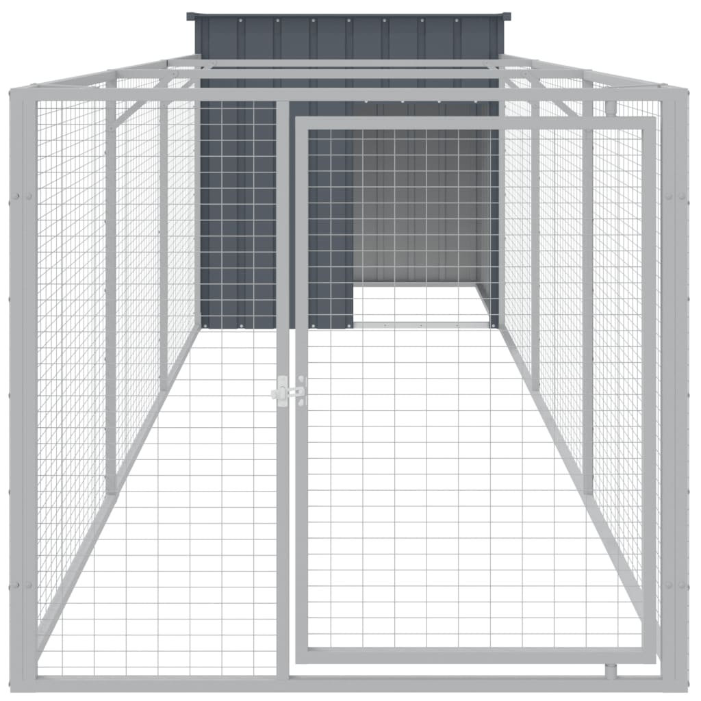 Vidaxl dog loft with run 110x405x110 cm galvanized steel anthracite