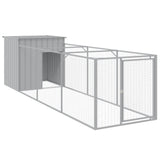 Vidaxl dog loft with run 110x405x110 cm steel light gray