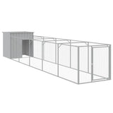 Vidaxl dog loft with run 110x609x110 cm steel light gray