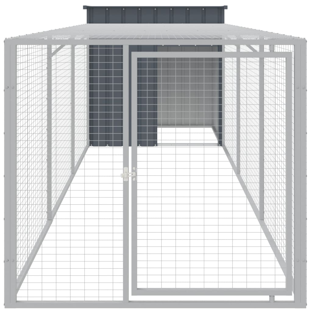 VidaXL Poulailler avec enclos 110x405x110 cm Acier Galvanisé Anthracite