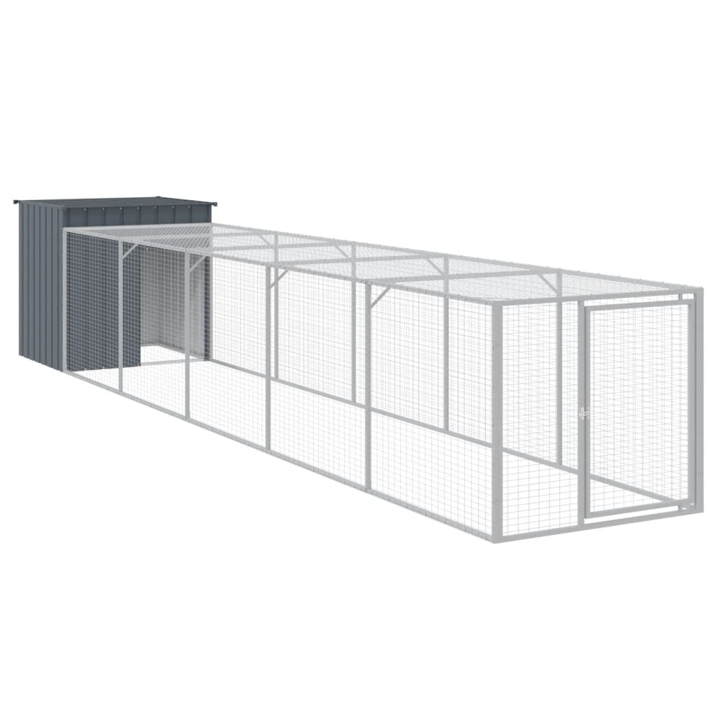 VidaXL Poulailler avec enclos 110x609x110 cm Acier Galvanisé Anthracite