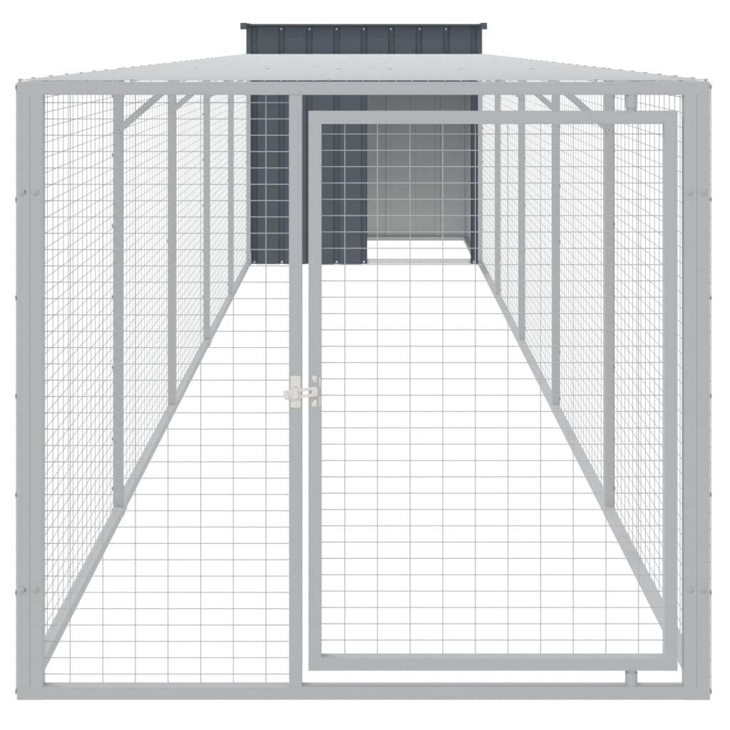 VidaXL Poulailler avec enclos 110x609x110 cm Acier Galvanisé Anthracite