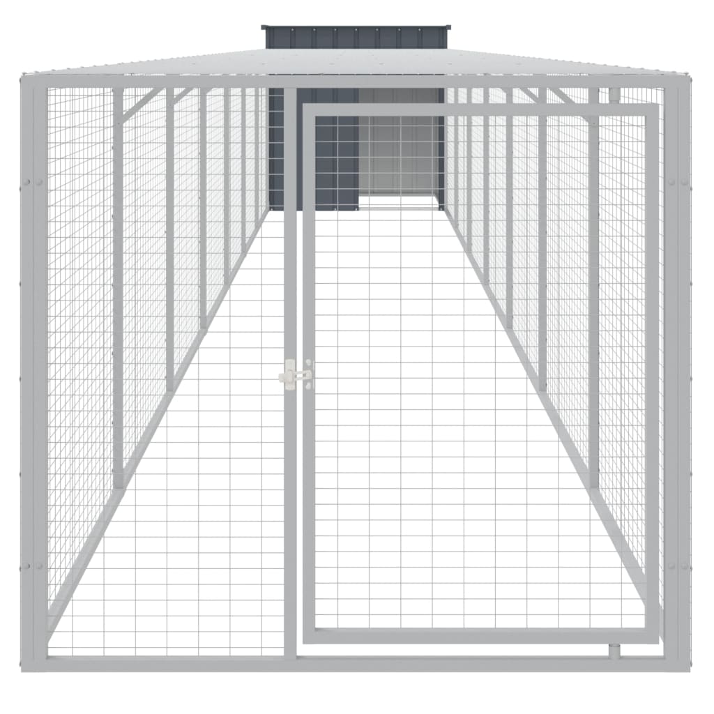 VidaXL Poulailler avec enclos 110x813x110 cm Acier Galvanisé Anthracite
