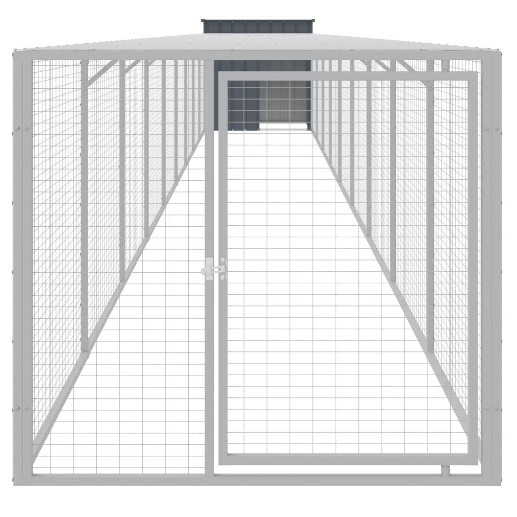 VidaXL Poulailler avec enclos 110x1017x110 cm Acier Anthracite