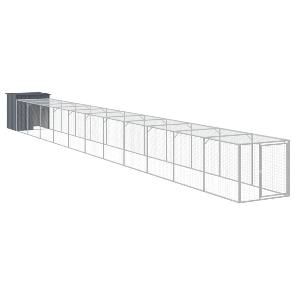 VidaXL Poulailler avec enclos 110x1221x110 cm Acier Anthracite
