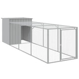 VidaXL Poulailler avec enclos 110x405x110 cm acier gris clair