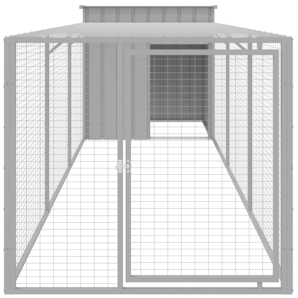 VidaXL Poulailler avec enclos 110x405x110 cm acier gris clair