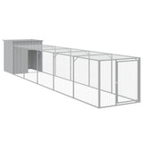 VidaXL Poulailler avec enclos 110x609x110 cm acier gris clair