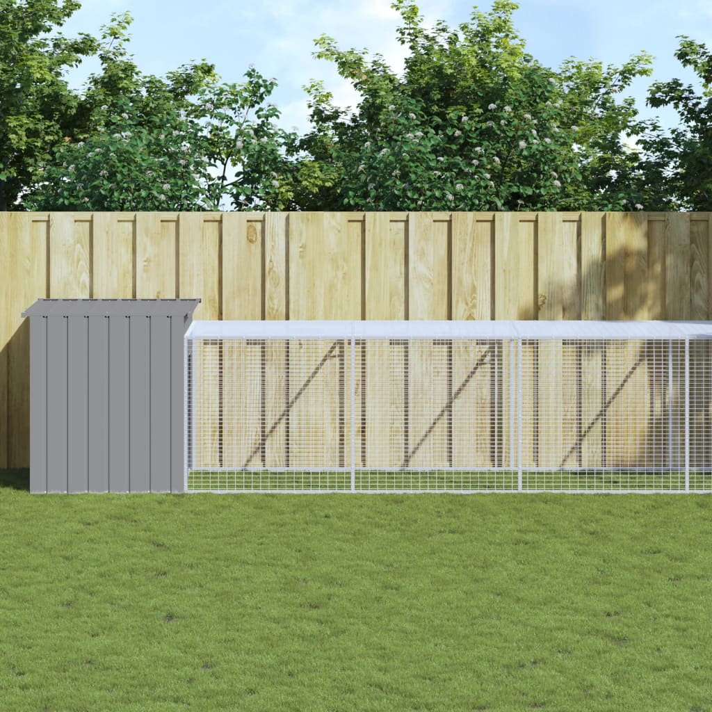 VidaXL Poulailler avec enclos 110x609x110 cm acier gris clair