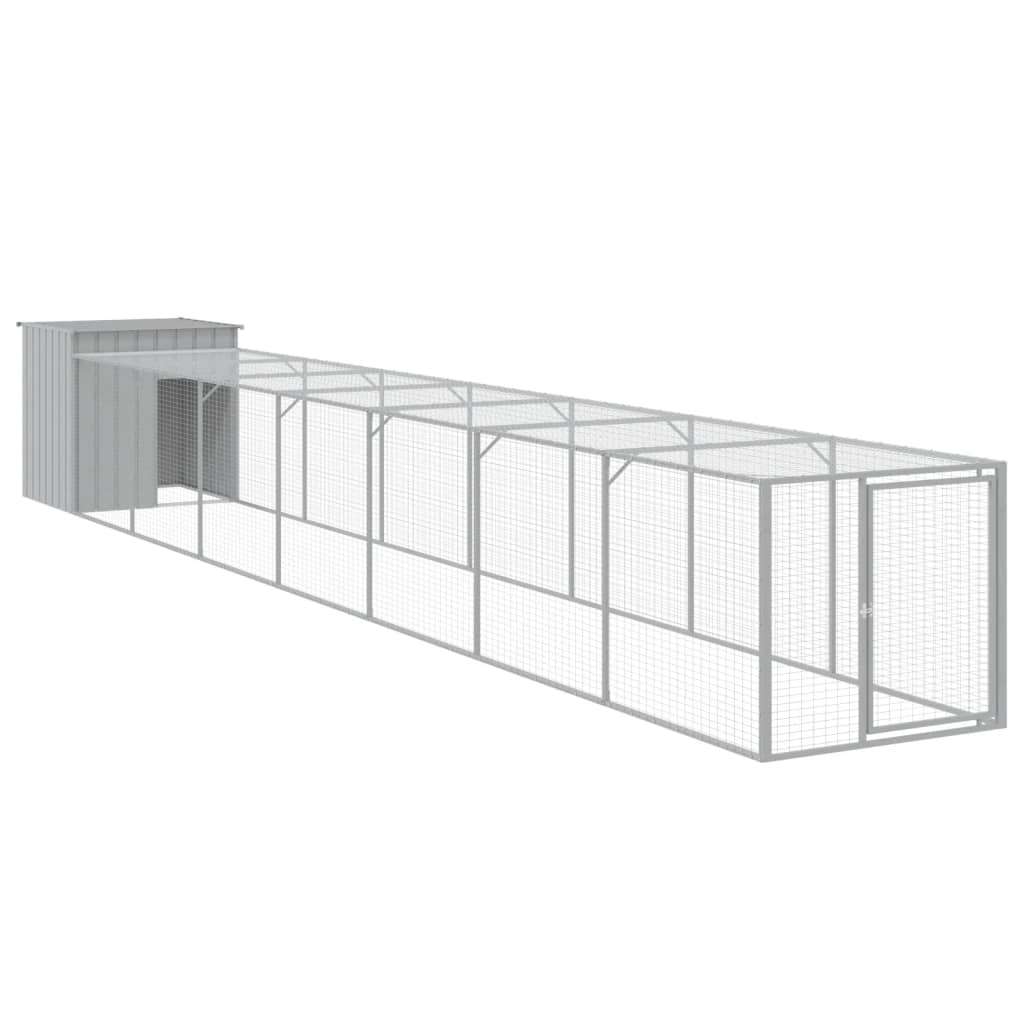 VidaXL Poulailler avec enclos 110x813x110 cm acier gris clair