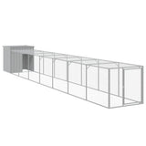 VidaXL Poulailler avec enclos 110x813x110 cm acier gris clair