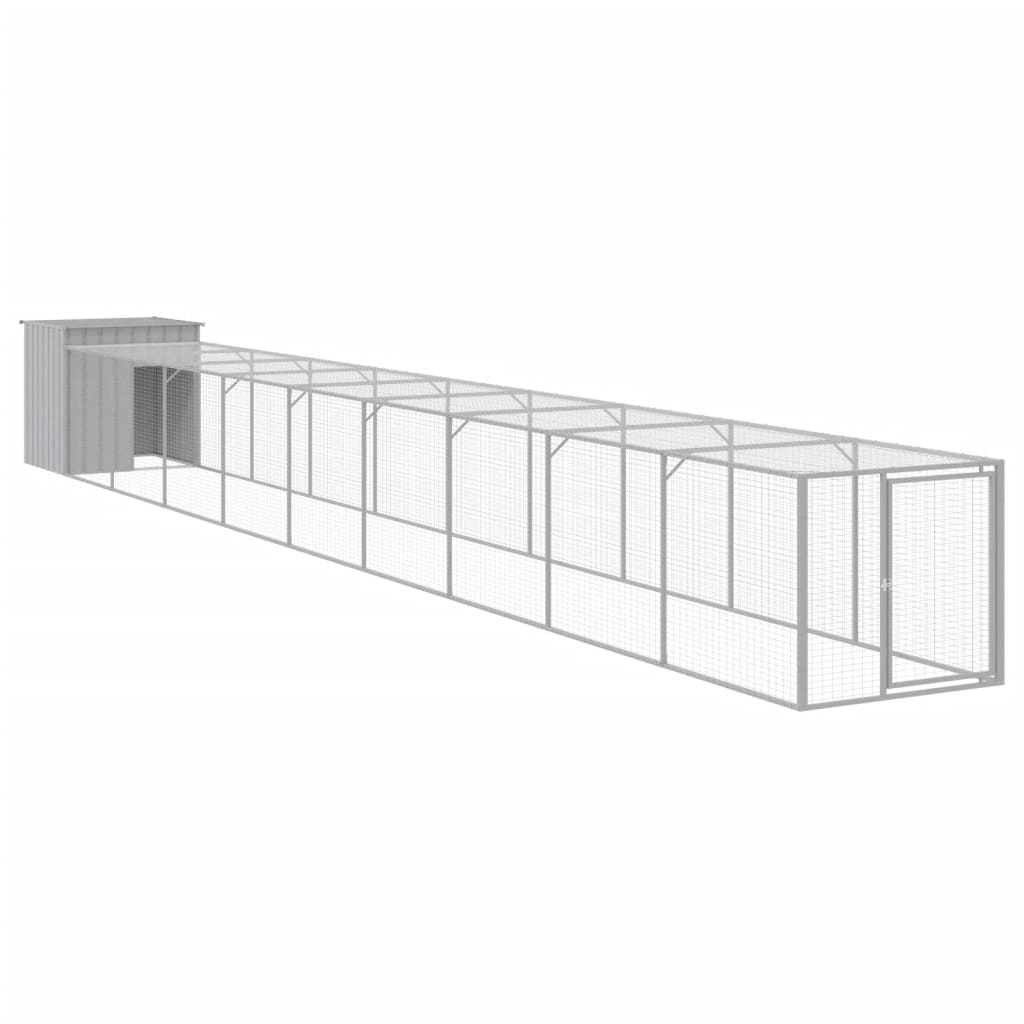 VidaXL Poulailler avec enclos 110x1017x110 cm Acier Gris Clair