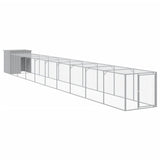 VidaXL Poulailler avec enclos 110x1017x110 cm Acier Gris Clair