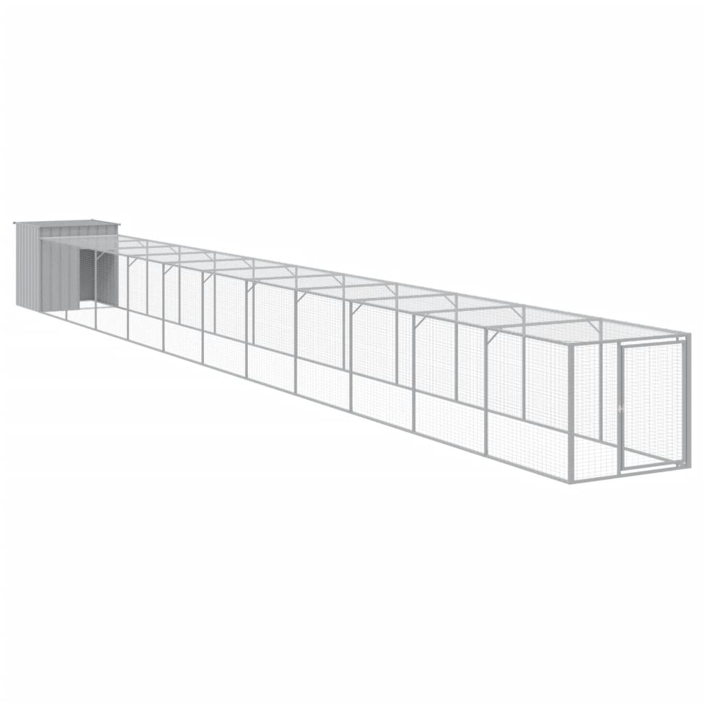 VidaXL Poulailler avec enclos 110x1221x110 cm Acier Gris Clair
