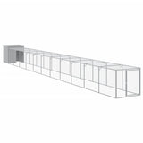 VidaXL Poulailler avec enclos 110x1221x110 cm Acier Gris Clair