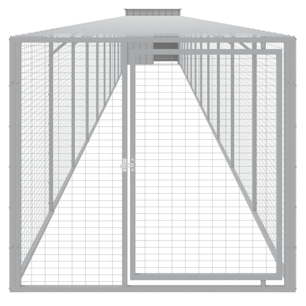 VidaXL Poulailler avec enclos 110x1221x110 cm Acier Gris Clair