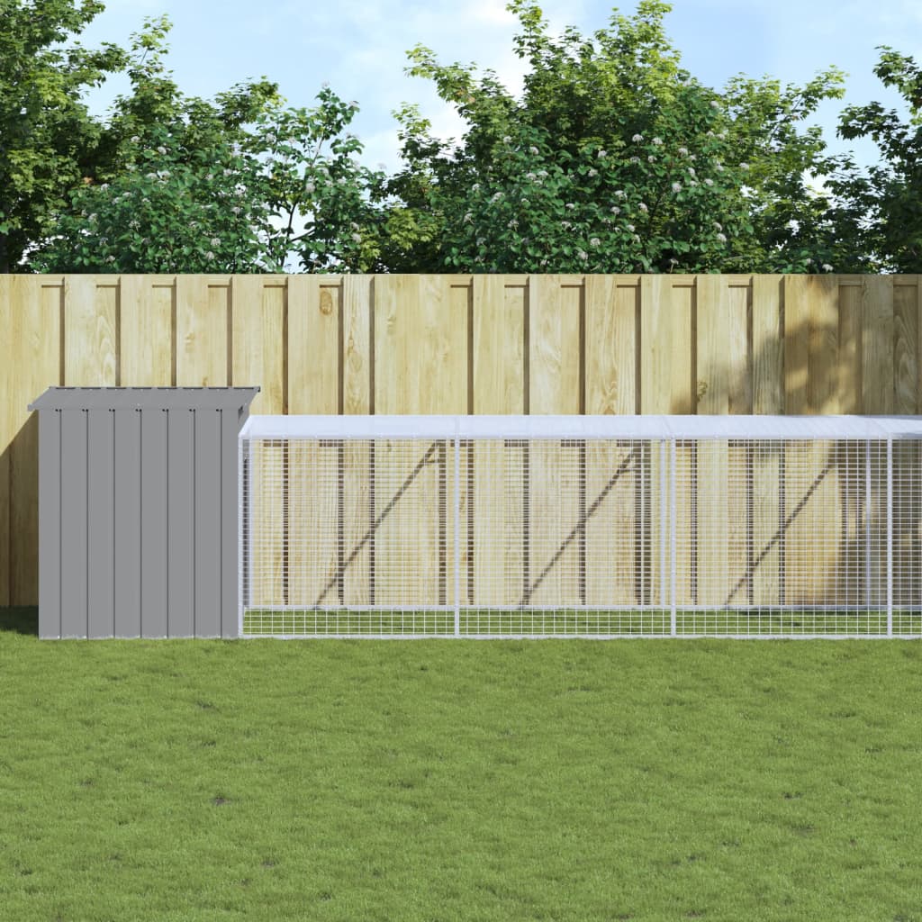 VidaXL Poulailler avec enclos 110x1221x110 cm Acier Gris Clair