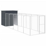 Vidaxl dog loft with run 165x659x181 cm galvanized steel anthracite