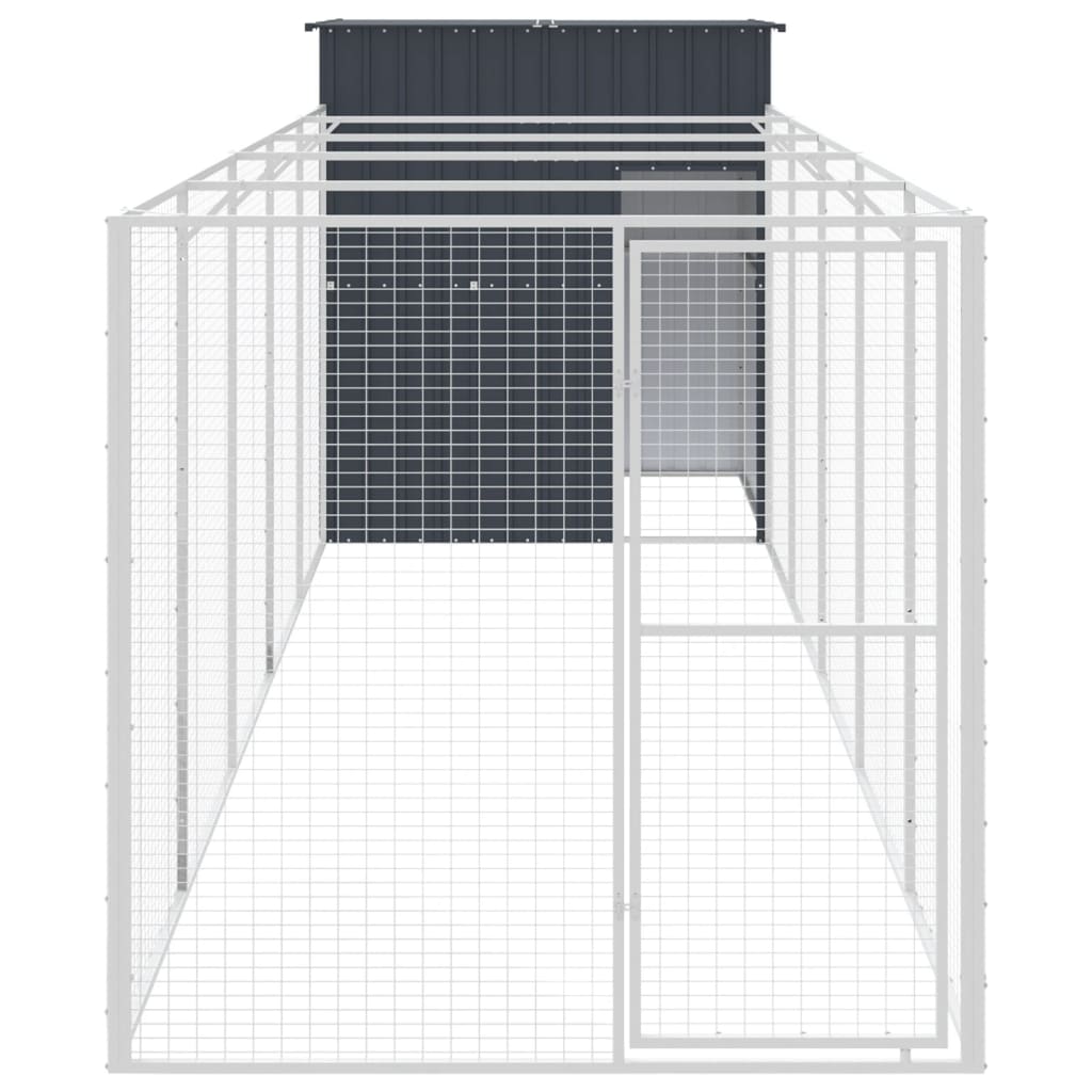 Vidaxl dog loft with run 165x659x181 cm galvanized steel anthracite