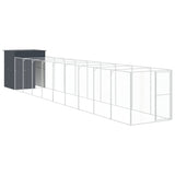 Vidaxl dog loft with run 165x1067x181 cm steel anthracite