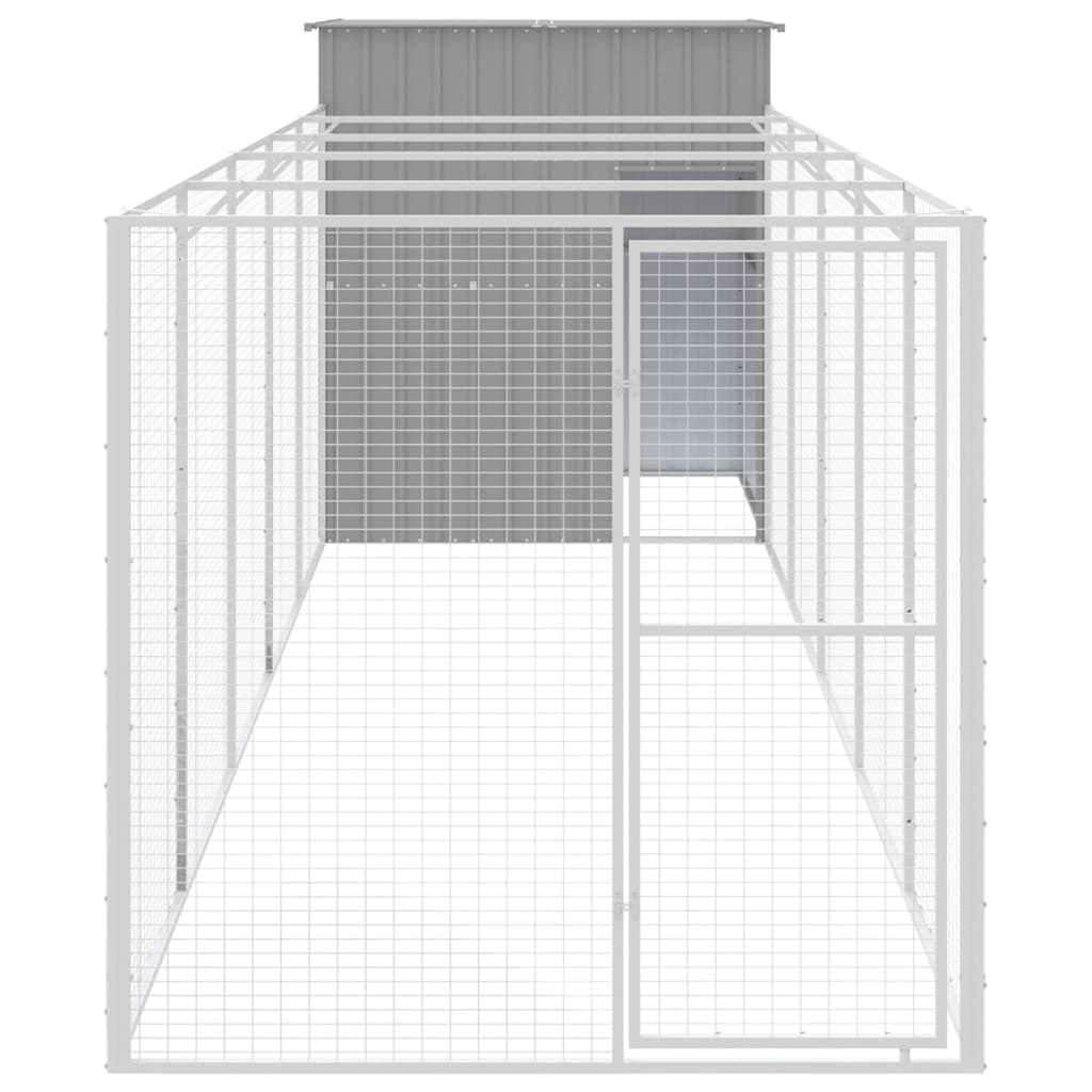 Vidaxl dog loft with run 165x659x181 cm galvanized steel gray